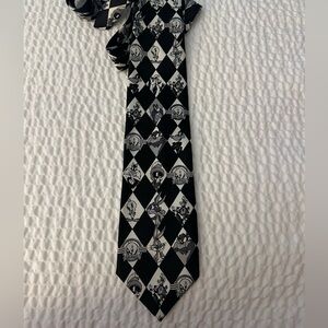 Vintage 1997 Looney Tunes "Stamp Collection" black and white character necktie
